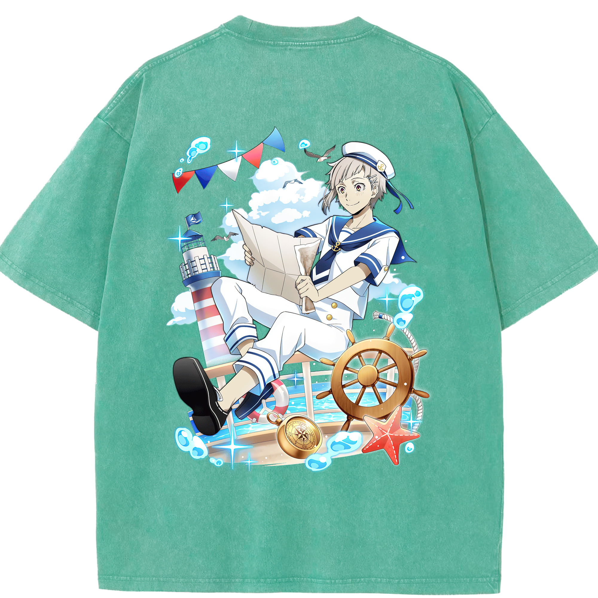 （画像用） 文豪ストレイドッグス Bungo Stray Dogs 綿100% ヴィンテージ風 半袖Tシャツ（背面プリント）